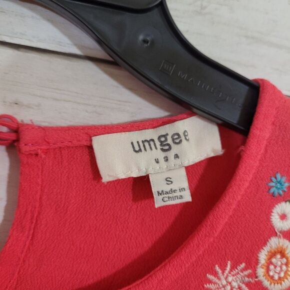 Umgee Boho Floral Embroidered Short Sleeve Tunic / Mini Dress FLAW Size Small - Picture 9 of 10